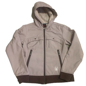Spyder Jacket Womens 8 Red Houndstooth Fleece Lined Lightweight Nylon Coat